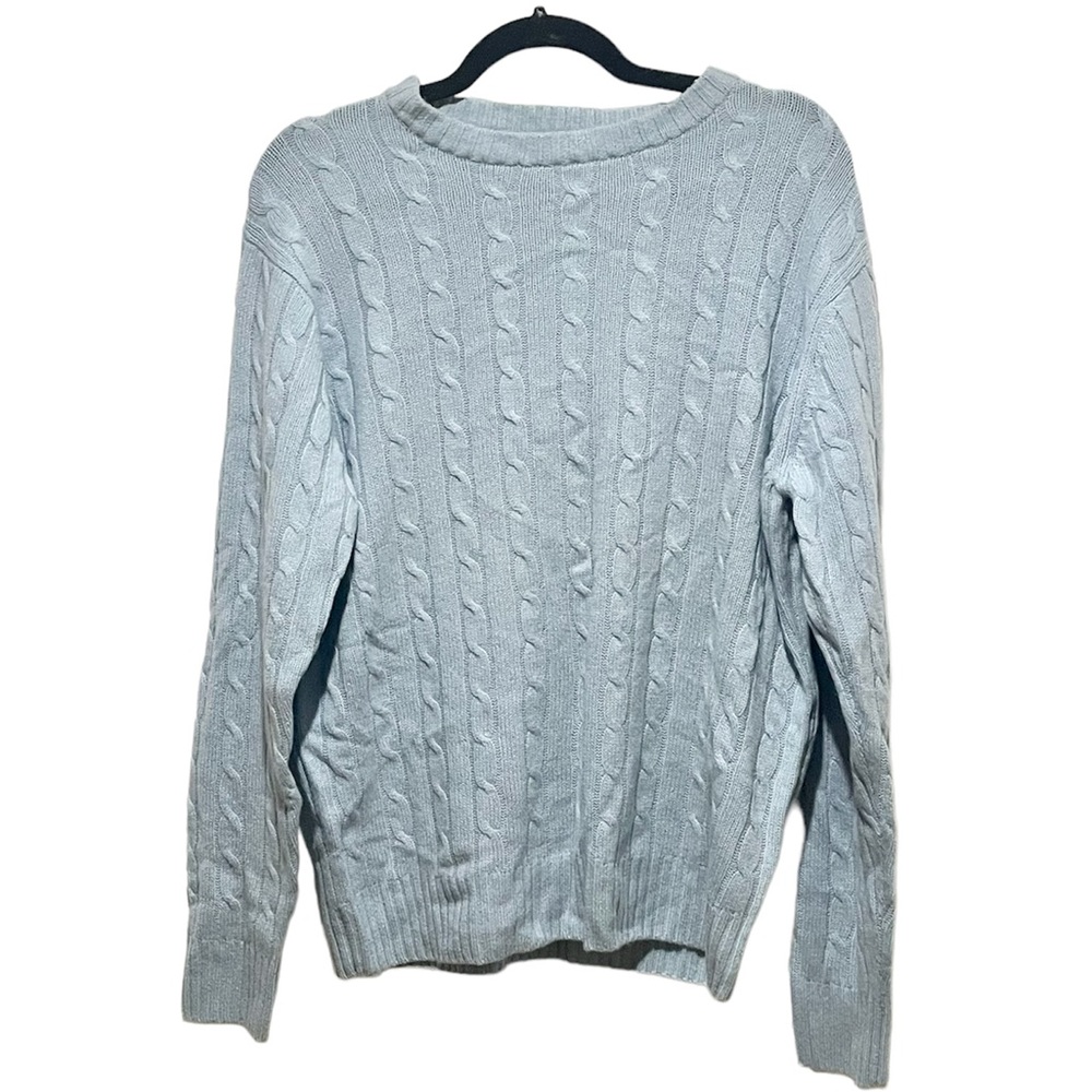 Ike Behar New York Cornflower Blue Cashmere Cable Knit Sweater